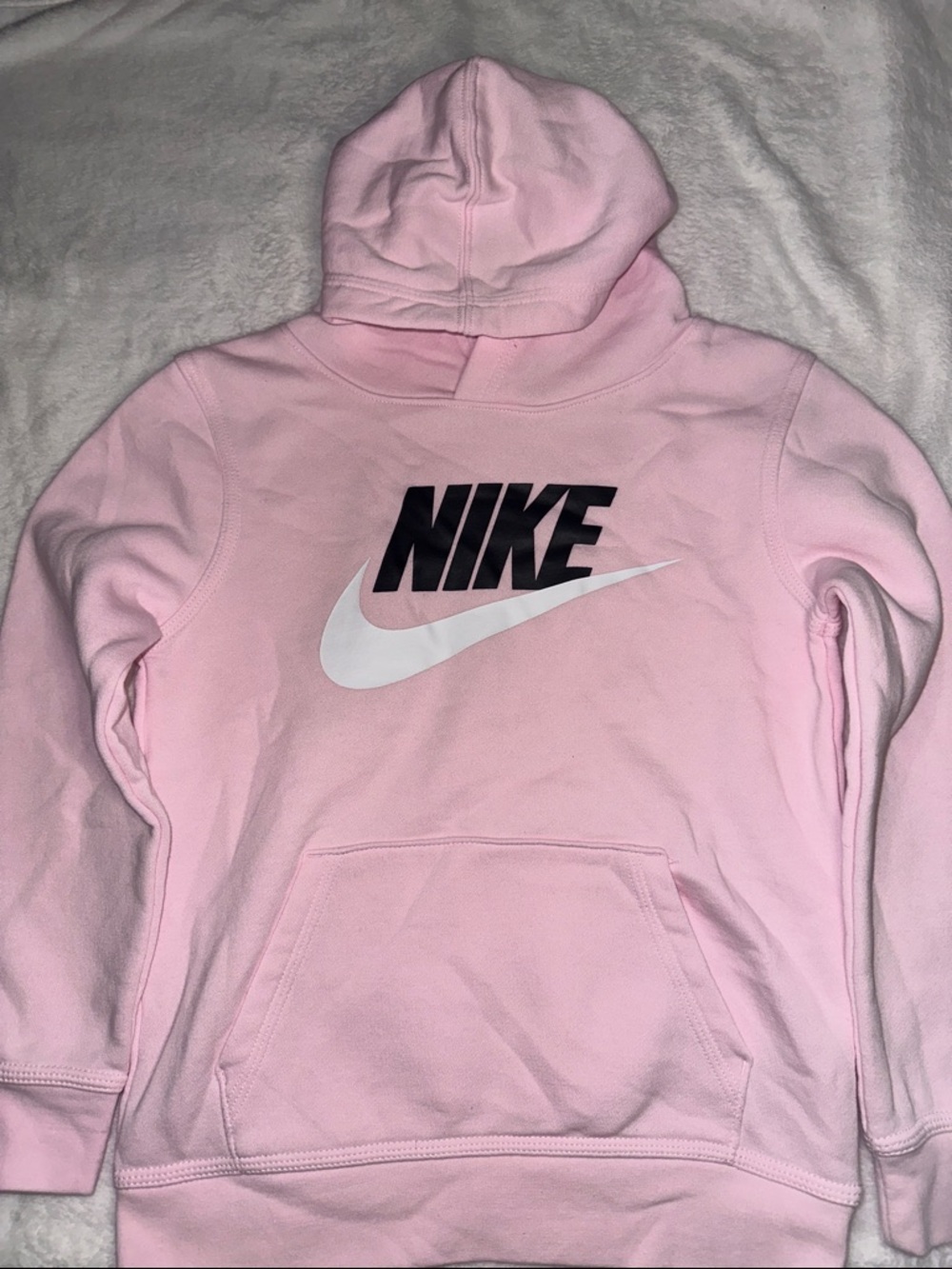 Nike Pink Hoodie with Black Logo and White Swoosh